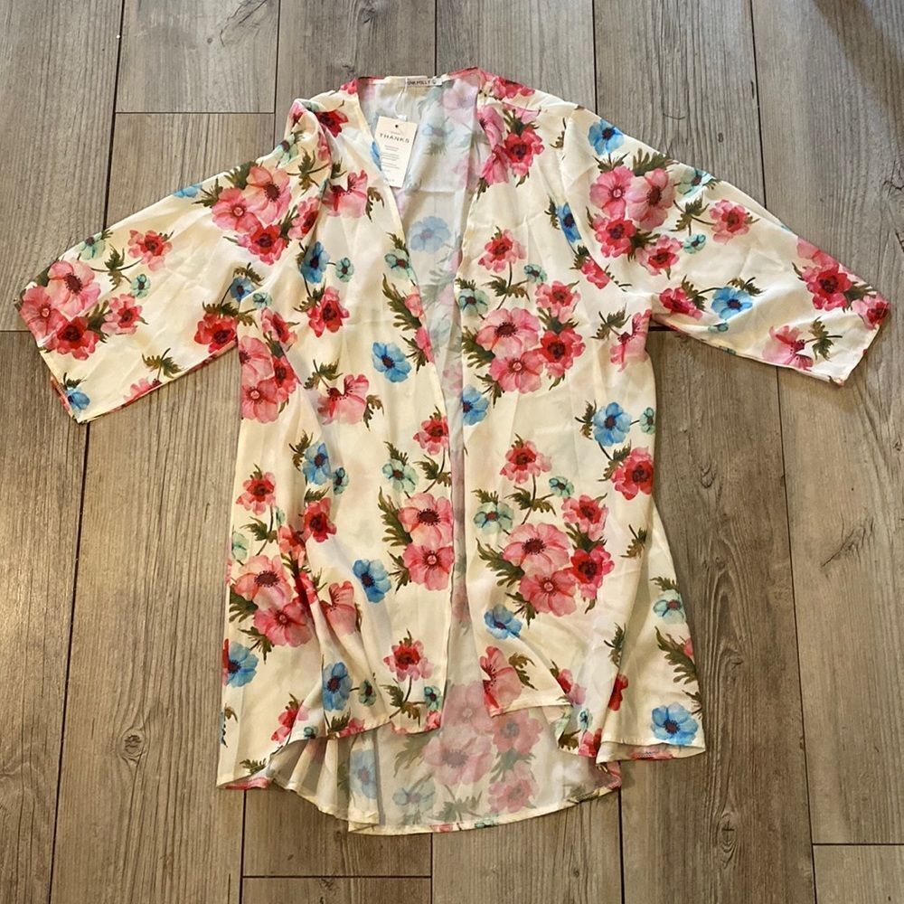 Large Pinkmilly Sheer Floral Kimono NWT